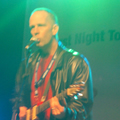 Gregg under the lights at First Night